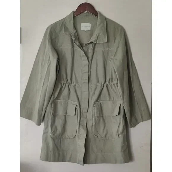 Aliya Wanek Evelyn Jacket Sage Coconut Buttons Size S Hemp-Cotton Oversized - Picture 3 of 8